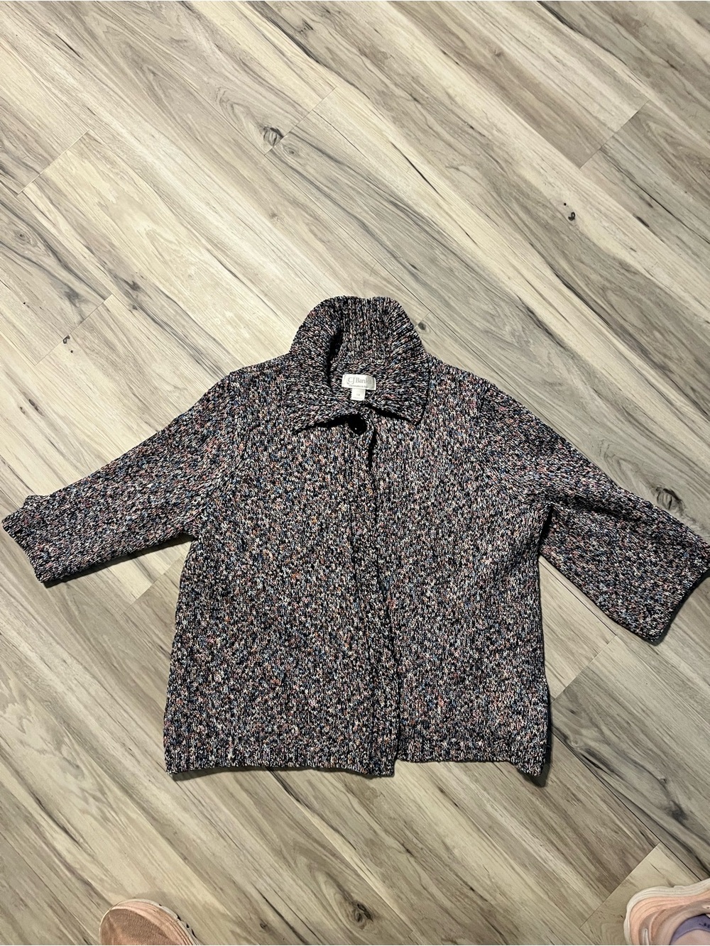 C.J. Banks Cozy Multicolor Knit Sweater Jacket